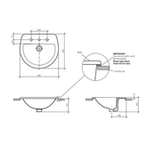 Cosmo Vanity Caroma Basin  500mm X 440mm 3th - White
